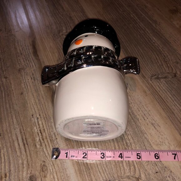 Rare Collectible Bath & Body Works White Ceramic Snowman Candle Holder Luminary - Picture 5 of 6